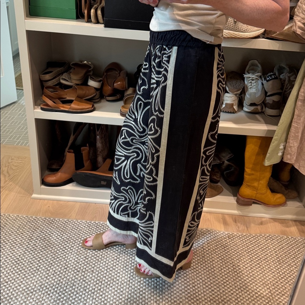 Anthropologie black cropped linen wideleg NWT - Picture 3 of 4